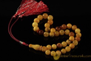 ANTIQUE STYLE Islamic 33 Prayer Beads 11mm Genuine BALTIC AMBER m24