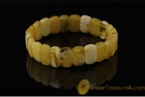 Butter Color Pieces Genuine BALTIC AMBER Stretch Bracelet 