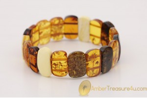 Multicolor Pieces Genuine BALTIC AMBER Stretch Bracelet 