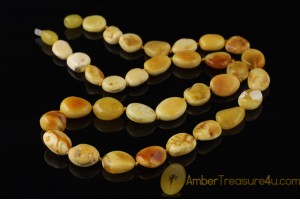 BUTTER & BUTTERSCOTCH Color Genuine BALTIC AMBER Baroque Necklace 22"