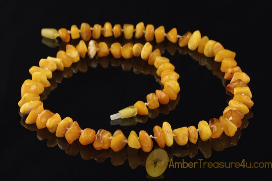 ANTIQUE Knotted BUTTERSCOTCH Pieces BALTIC AMBER Necklace 