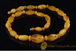 ANTIQUE Large BUTTER Beads BALTIC AMBER Necklace 
