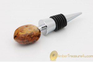 Bottle Stopper with Large Unique Color  Genuine BALTIC AMBER Stone 