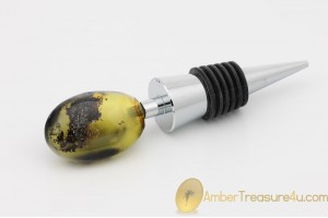 Bottle Stopper with Large Greenish Color  Genuine BALTIC AMBER Stone 