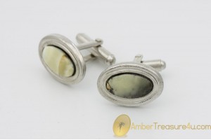 Excellent Cufflinks Decorated with BALTIC AMBER Mosaic