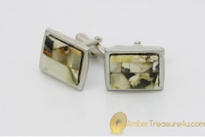 Excellent Cufflinks Decorated with BALTIC AMBER Mosaic
