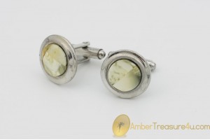 Excellent Cufflinks Decorated with BALTIC AMBER Mosaic