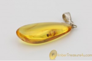 Genuine BALTIC AMBER Silver Pendant w Fossil Inclusion - MIDGE