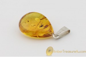 Genuine BALTIC AMBER Silver Pendant w Fossil Inclusion - FLY