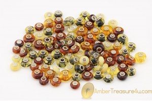 Lot of 100 Genuine BALTIC AMBER Beads fit to PANDORA & TROLL Bracelet 