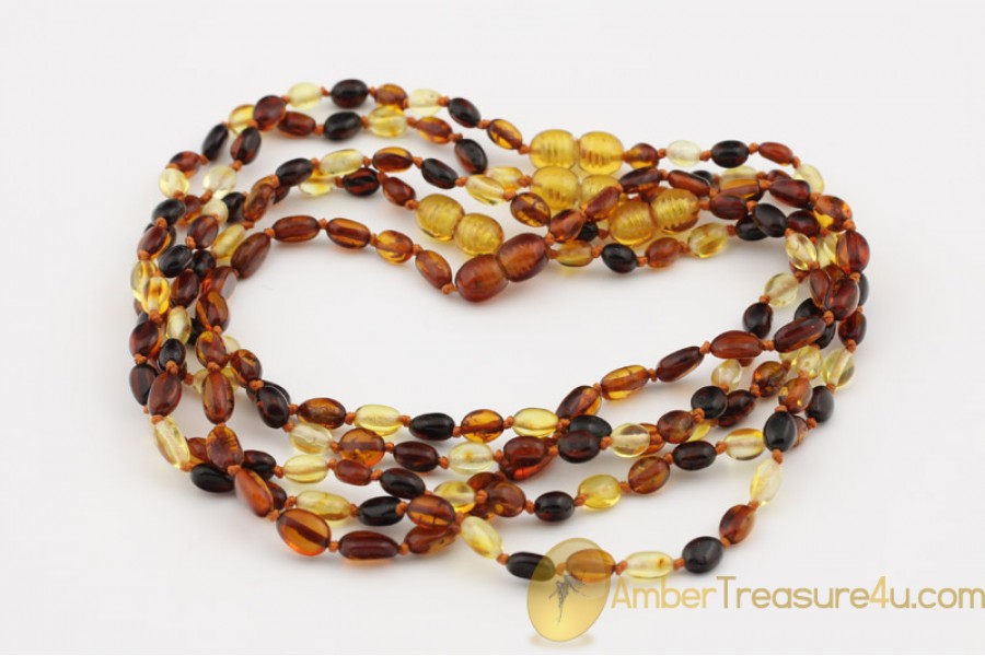 Lot of 5 Multicolor Baby Teething BALTIC AMBER Necklaces  