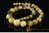 Exclusive Large Round White &Butter Color Round Beads Genuine BALTIC AMBER Necklace