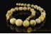 Exclusive Large Round White &Butter Color Round Beads Genuine BALTIC AMBER Necklace