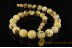 Exclusive Large Round White &Butter Color Round Beads Genuine BALTIC AMBER Necklace