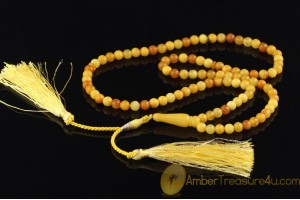 ANTIQUE STYLE Islamic 99 Prayer Beads 6mm Genuine BALTIC AMBER 