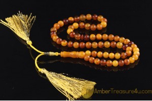 ANTIQUE STYLE Islamic 66 Prayer Beads 8mm Genuine BALTIC AMBER 