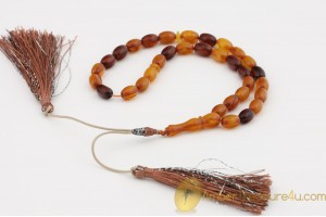 ANTIQUE STYLE Islamic 33 Prayer Beads 10x7mm Genuine BALTIC AMBER 