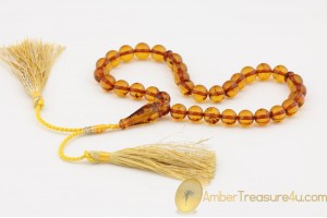 Cognac Color Islamic 33 Prayer Beads 9mm Genuine BALTIC AMBER 