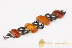 EXCLUSIVE Artisan Vintage  Large BALTIC AMBER Bracelet 