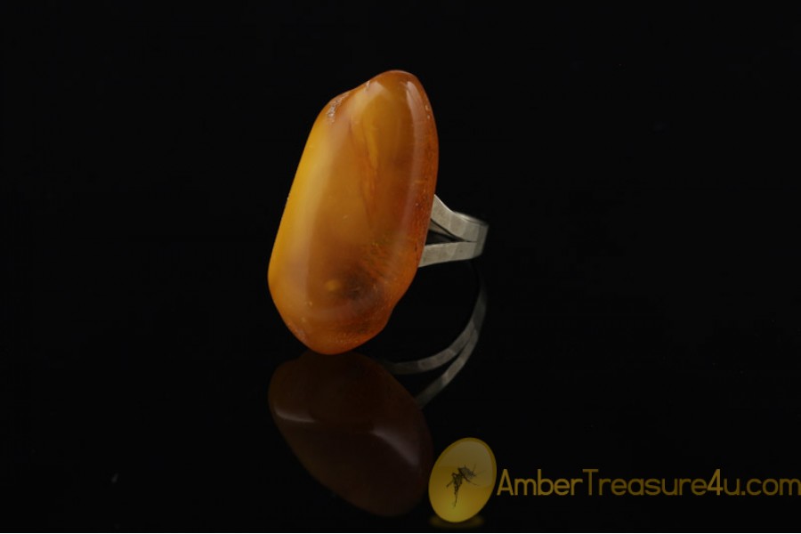 VINTAGE Butterscotch BALTIC AMBER Ring 6.5 - 17