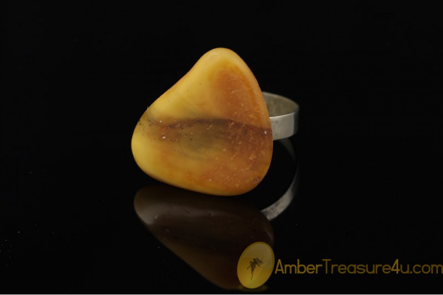 VINTAGE Butterscotch BALTIC AMBER Ring 11.5 - 21mm 