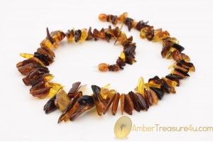 Large Spiked Multicolor Pieces  Genuine BALTIC AMBER Necklace