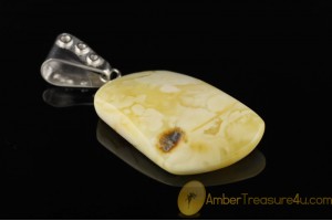 UNIQUE Color Genuine BALTIC AMBER Silver Pendant