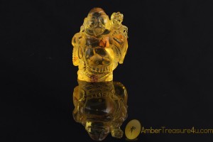 Hand Carved Genuine BALTIC AMBER BUDDHA Statuette Figurine