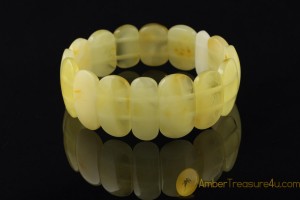 Large Lemon & Butter Color  Genuine BALTIC AMBER Stretch Bracelet 
