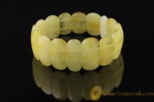 Large Lemon & Butter Color  Genuine BALTIC AMBER Stretch Bracelet 