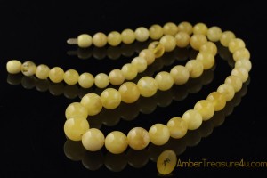 Butter Color Round Shape Beads  Genuine BALTIC AMBER Necklace