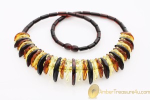  Large Multicolor Faceted Genuine BALTIC AMBER Choker