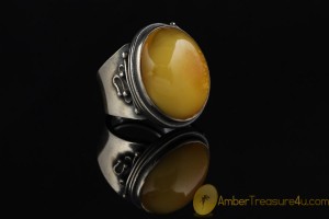 Large BUTTERSCOTCH Genuine BALTIC AMBER Silver Ring 6.5 - 17mm 