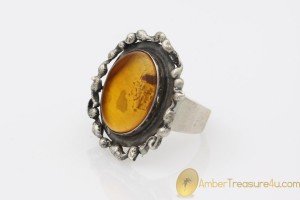 Large Honey Color Genuine BALTIC AMBER Silver Ring 6.5 - 17mm 