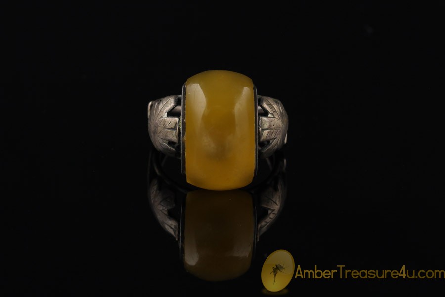 VINTAGE Butterscotch Genuine BALTIC AMBER Silver Ring 7.25 - 17.5