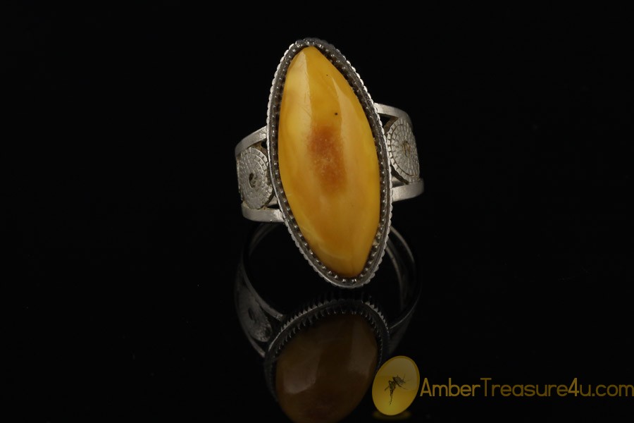 VINTAGE Butterscotch BALTIC AMBER Ring 9.5 - 19.5