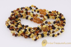 Lot of 5 Multicolor Baby Teething BALTIC AMBER Necklaces  