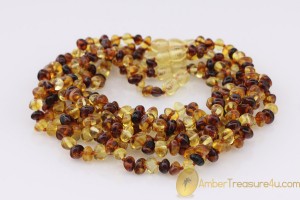 Lot of 6 Multicolor Baby Teething BALTIC AMBER Necklaces  