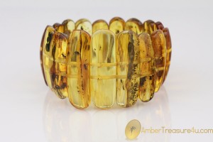 Large Genuine BALTIC AMBER Stretch Bracelet with Fossil Inclusions