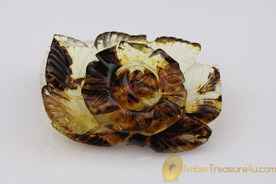Hand Carved Rose Genuine BALTIC AMBER Figurine Statuette Hand Carved Rose Genuine BALTIC AMBER Figurine Statuette