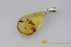 Genuine BALTIC AMBER Silver Pendant w Fossil Inclusions - SWARM of 7 ANTS