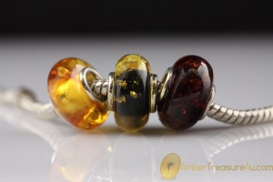 Lot of 3 Genuine BALTIC AMBER Bead fits to PANDORA & TROLL Bracelet 