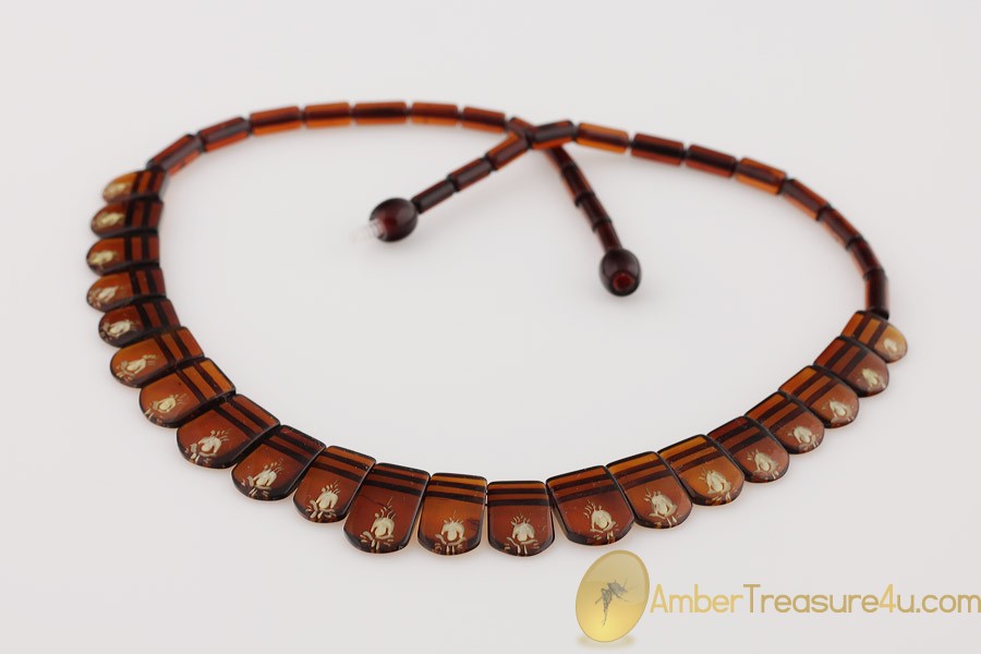 Excellent Carved Genuine BALTIC AMBER Choker