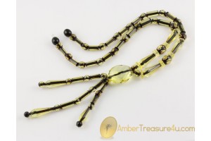 Faceted Combination Genuine BALTIC AMBER Y Necklace