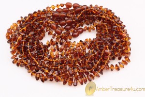 Lot of 10 Cognac Color Baby Teething BALTIC AMBER Necklaces  