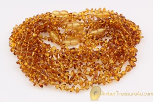 Lot of 10 Honey Color Baby Teething BALTIC AMBER Necklaces  