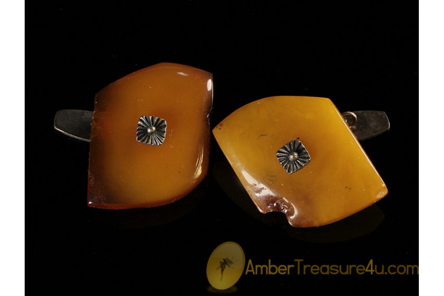 ANTIQUE Butterscotch Genuine BALTIC AMBER Cufflinks acf1