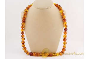 ANTIQUE Large Baroque Beads BALTIC AMBER Necklace an3