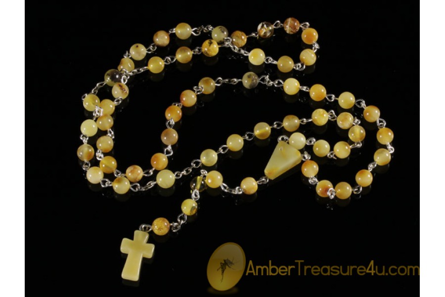 BALTIC AMBER Catholic Rosary of Round Beads cr3