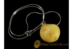 BALTIC AMBER Natural Drop Pendant - Silver Chain 18